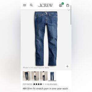 J Crew Men’s jeans style 484 size 32x32